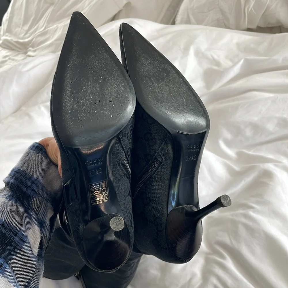 Gucci vintage GG monogram black cloth boots - Picture 15 of 16